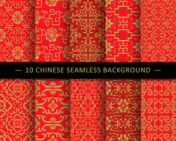 Red seamless pattern chinese sytles vector 04