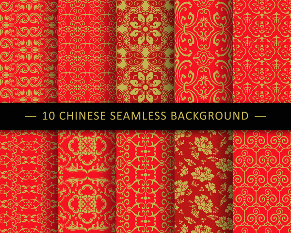 Red seamless pattern chinese sytles vector 05