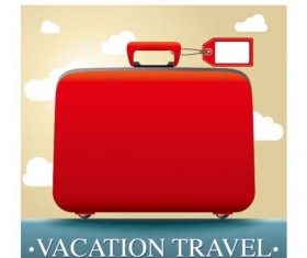Red suitcase with vacation travel vector