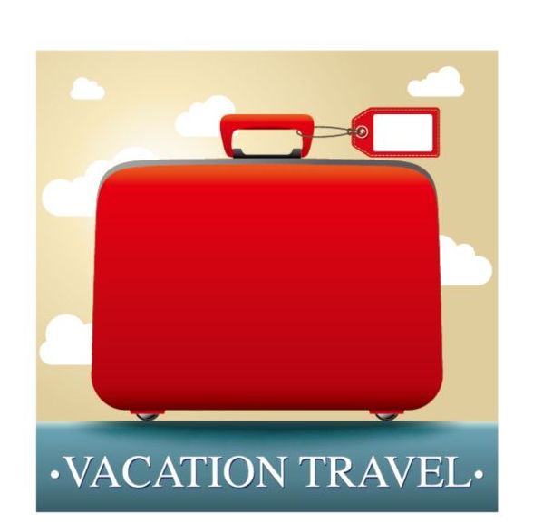 Red suitcase with vacation travel vector