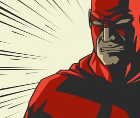 Red superhero cartoon vector material 01