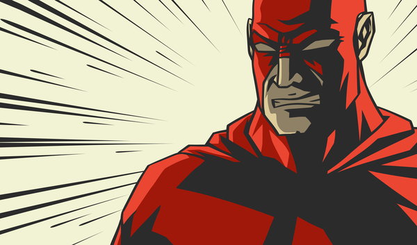 Red superhero cartoon vector material 01