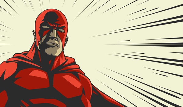 Red superhero cartoon vector material 02