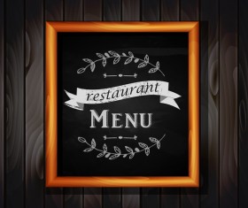 Restaurant menu frame with wooden background vector 01