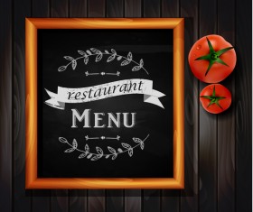 Restaurant menu frame with wooden background vector 03