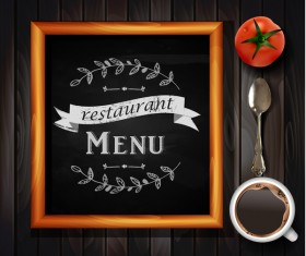 Restaurant menu frame with wooden background vector 07