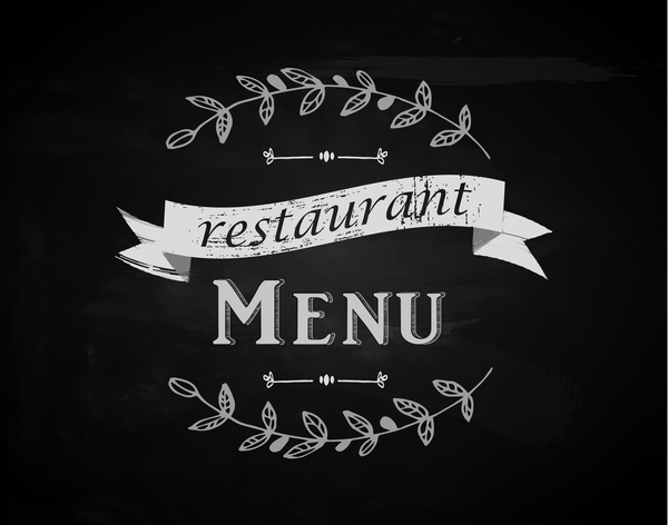 Restaurant menu with chalkboard background vector 01