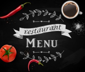 Restaurant menu with chalkboard background vector 02