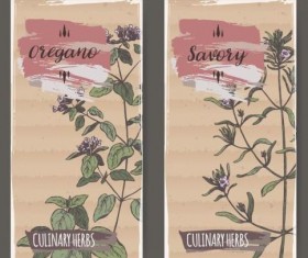 Retro sketch vertical banner vector material 01