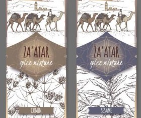 Retro sketch vertical banner vector material 02