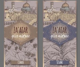 Retro sketch vertical banner vector material 03