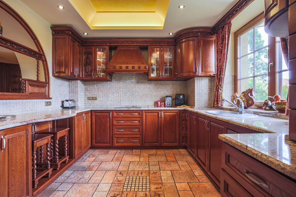 Retro wooden kitchen hanging cabinet Stock Photo 06