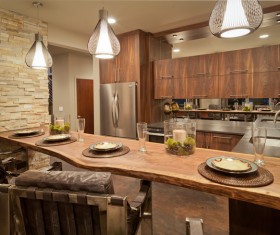 Retro wooden kitchen hanging cabinet Stock Photo 08