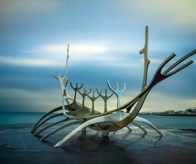 Reykjavik's Landmarks Sun Boat Stock Photo