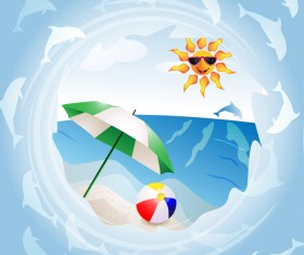 Round summer travel background vectors 01