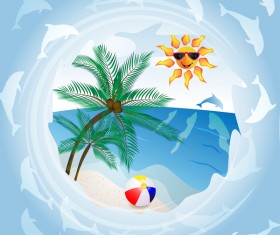 Round summer travel background vectors 02