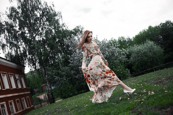 Russian floral dress beauty Stock Photo