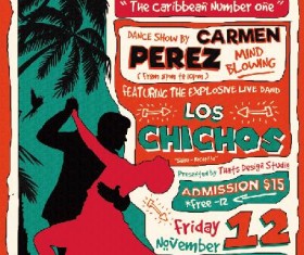 Salsa club flyer vintage PSD template