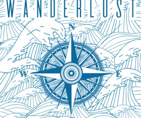 Seafaring background with compass vector 01