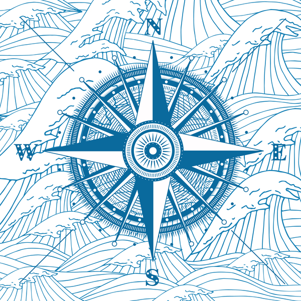 Seafaring background with compass vector 03