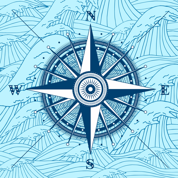 Seafaring background with compass vector 04