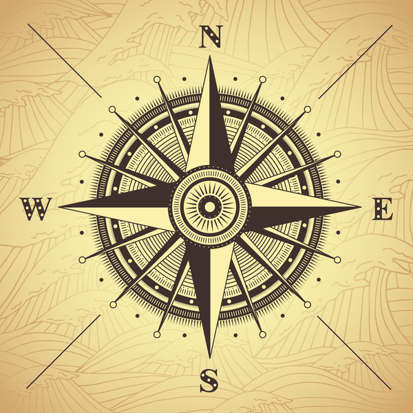 Seafaring background with compass vector 05