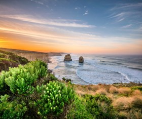 Seaside dawn scenery Stock Photo