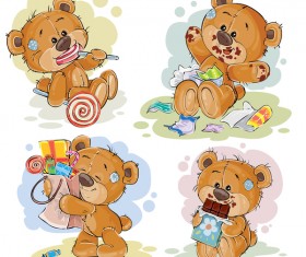 Set of cute teddy dear vector material 06
