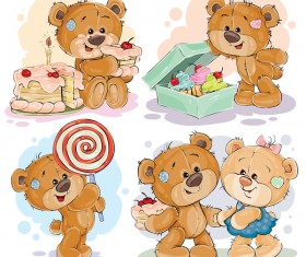 Set of cute teddy dear vector material 07