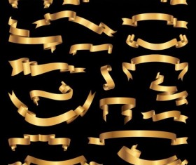 Set of golden ribbons illustration vector 01