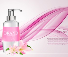 Shower gel poster with abstract background vector 02