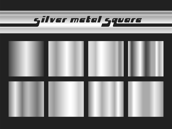 Silvel metal square vector material