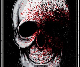 Skull grunge background vectors 01