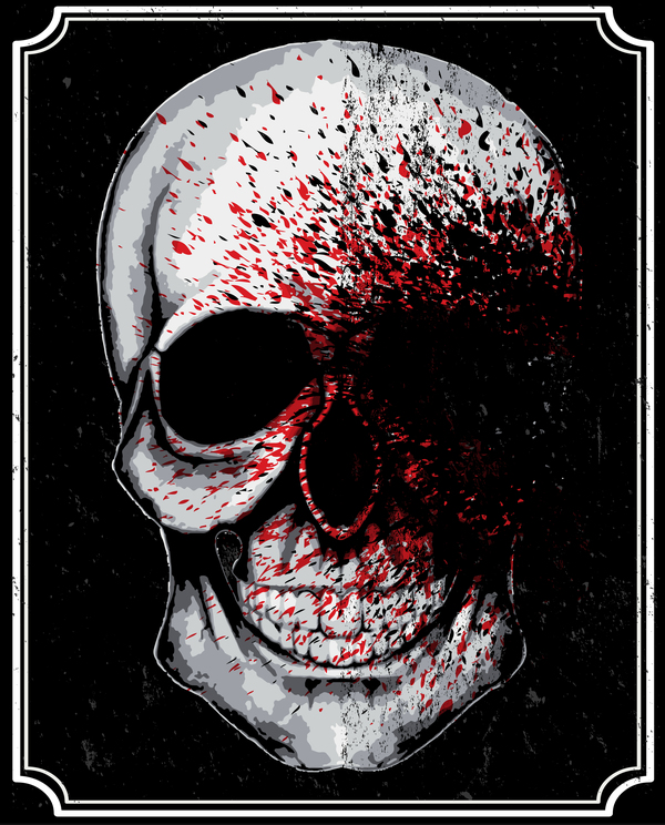 Skull grunge background vectors 01