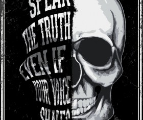 Skull grunge background vectors 02