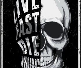 Skull grunge background vectors 04