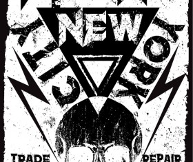 Skull grunge background vectors 05