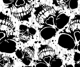 Skull grunge seamless pattern black vector