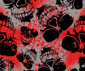 Skull seamless pattern with red background vector