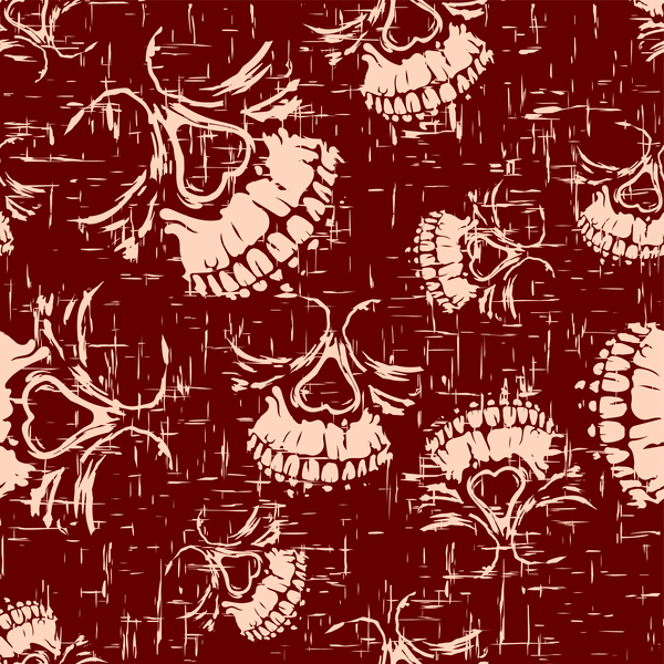 Skull with abstract seamless pattern vector