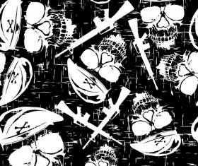 Skull with gun seamless pattern vector