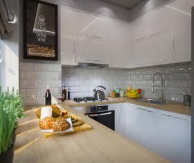 Small kitchen with food Stock Photo 01
