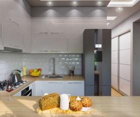 Small kitchen with food Stock Photo 02