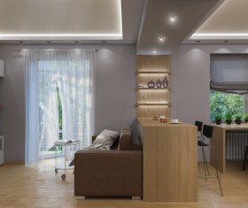 Small size living room and bedroom design Stock Photo 01