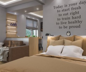 Small size living room and bedroom design Stock Photo 02