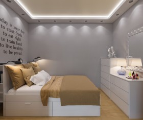 Small size living room and bedroom design Stock Photo 04