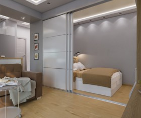 Small size living room and bedroom design Stock Photo 05