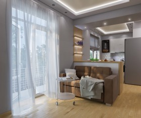 Small size living room and bedroom design Stock Photo 07