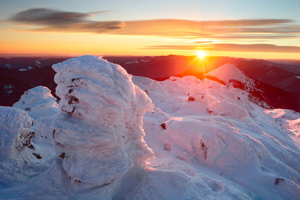 Snowy Winter Sun Stock Photo