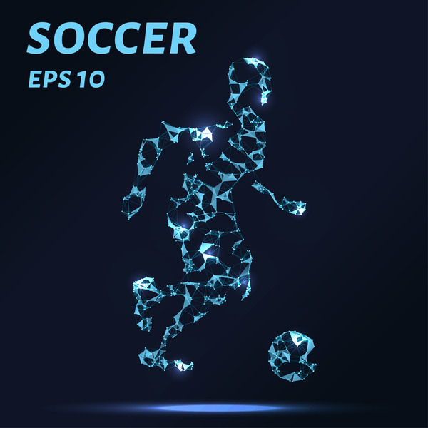 Soccer with points lines 3D vector